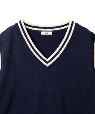 WEGO 【SCHOOL ITEM】メンズラインスクールニットベスト ネイビー