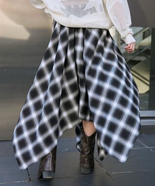 WEGO チェックシャツラップスカート ブラック