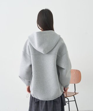 earth music&ecology 【軽量】ダンボールニットフーディーブルゾン Gray Mixture