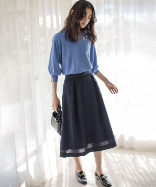 組曲 ラメオーガンジー スカート ネイビー系