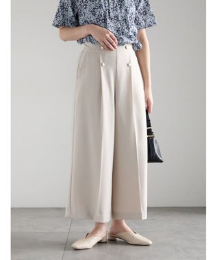 Te chichi 【遮熱】麻調ワイドクロップトパンツ ベージュ