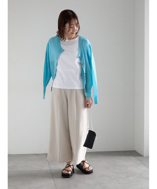Te chichi 【遮熱】麻調ワイドクロップトパンツ ベージュ