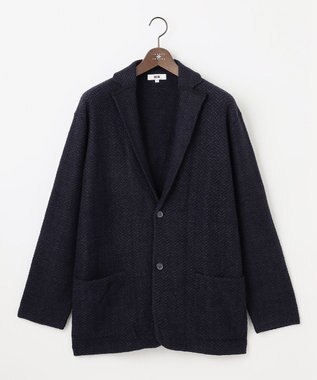 JOSEPH ABBOUD 【キングサイズ・軽量/イージーケア】 KARL KARL×モール使用　軽量ニットジャケット ネイビー系