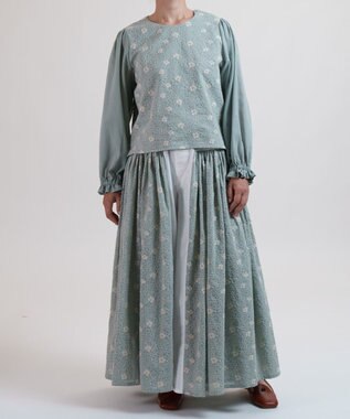 muuc 【手刺繍のような刺繍が美しい】ハイドランジア ブラウス ブルー