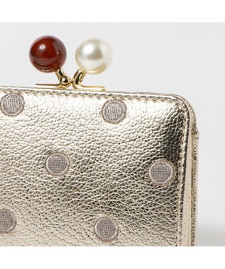 UNBILLION ペルケ perche / アクリル玉ドット刺繍・ジャバラカードウォレット ゴールドドット
