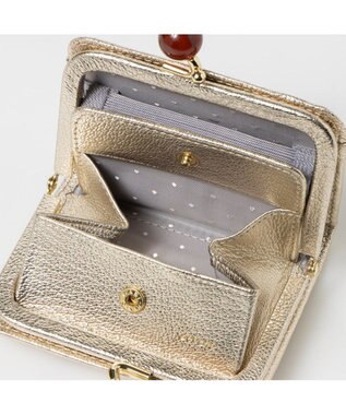 UNBILLION ペルケ perche / アクリル玉ドット刺繍・ジャバラカードウォレット ゴールドドット