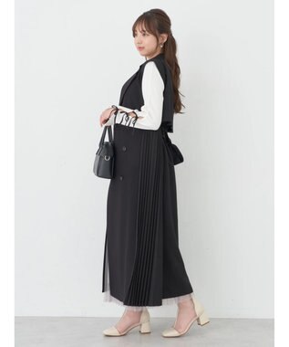 earth music&ecology サイドプリーツジレンチ Black