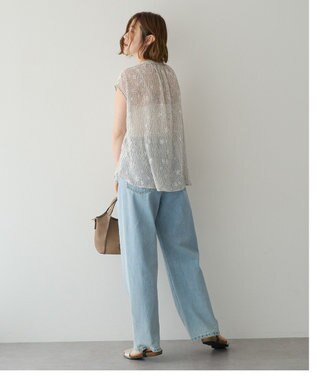 YECCA VECCA シアードット柄ブラウス Off White