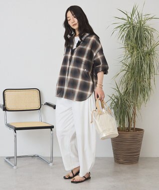 AMERICAN HOLIC 【3WAY】シアーチェックシャツ Brown