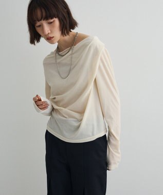 Green Parks シアーベロアオフショル長袖プルオーバー Ivory