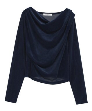 Green Parks シアーベロアオフショル長袖プルオーバー Navy