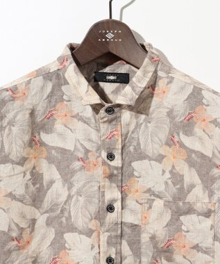 JOSEPH ABBOUD ボタニカルプリント7分袖シャツ ライトグレー系6