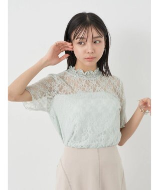 earth music&ecology レースドッキング半袖プルオーバー