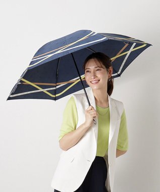 MOONBAT ランバン オン ブルー (LANVIN en Blue) 折りたたみ傘 サテンプリント ロゴアーチ