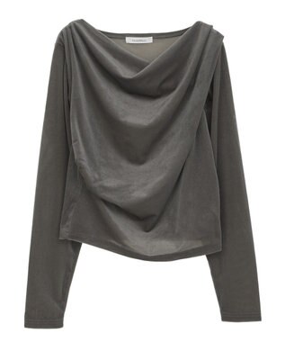 Green Parks シアーベロアオフショル長袖プルオーバー Gray