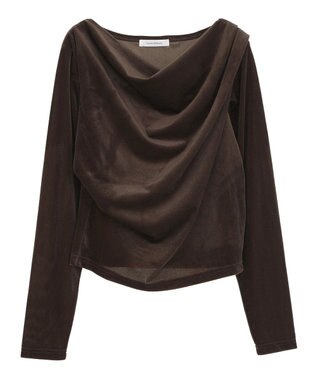 Green Parks シアーベロアオフショル長袖プルオーバー Brown