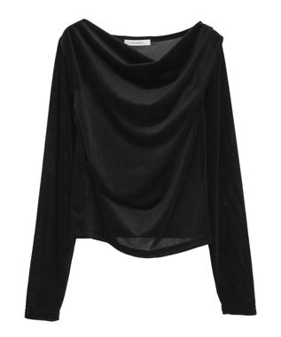 Green Parks シアーベロアオフショル長袖プルオーバー Black