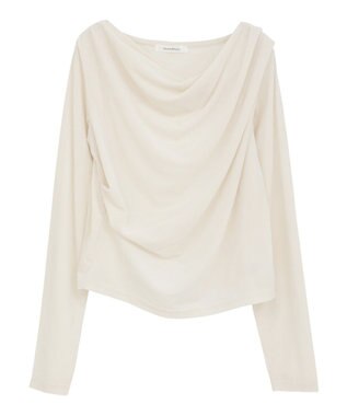 Green Parks シアーベロアオフショル長袖プルオーバー Ivory