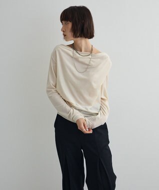 Green Parks シアーベロアオフショル長袖プルオーバー Ivory