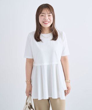 Green Parks 異素材ドッキングペプラムプルオーバー White