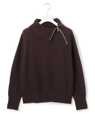 23区 L ボイルドウールコンビ ジップ タートルニット ダークブラウン系