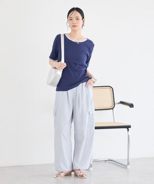 earth music&ecology レイヤードライクバイカラープルオーバー Navy