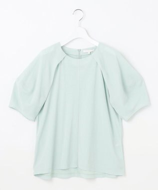自由区 【洗える】ボリュームスリーブピケ カットソー ライトアクア