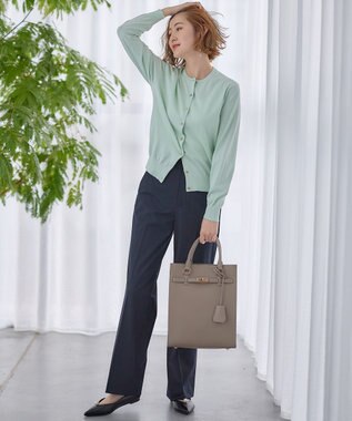 23区 S 【洗える】クリアストレッチ ワイドパンツ ネイビー系