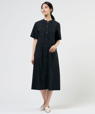 J.PRESS LADIES S 【一枚で着映え】ライトタフタ タックプリーツ ワンピース ブラック系