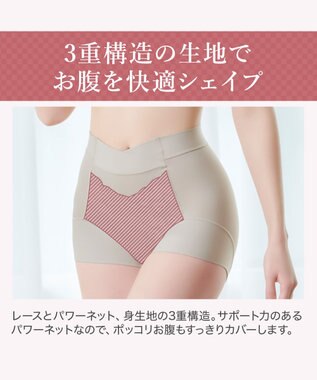 BRADELIS New York 【BRADELIS NewYork peace】綿混フィットレースショーツ ウエストからヒップ下まですっぽり包み補整するショーツ グレージュ