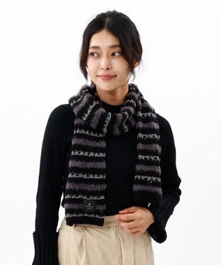 AURORA 【 LANVIN en Bleu （ランバン オン ブルー）】ニットプチマフラー ブラック