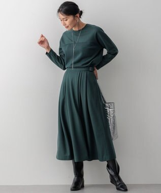 23区 S 【洗える】ウールミルドジャージー ビスチェライクコンビ カットソー ダークグリーン系