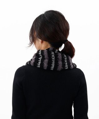 AURORA 【 LANVIN en Bleu （ランバン オン ブルー）】ニットプチマフラー ブラック