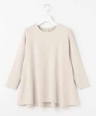 自由区 【洗える】レーヨンポリエステルスムース ペプラムニット サンセットグレー