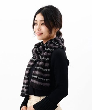 AURORA 【 LANVIN en Bleu （ランバン オン ブルー）】ニットプチマフラー ブラック