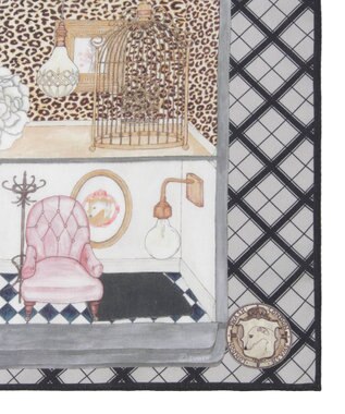 MOONBAT SWASH LONDON(スウォッシュロンドン） コットンハンカチーフ DOLLSHOUSE SURREALIST 52×52 日本製 ブラック