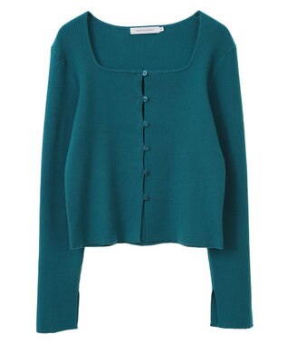 AMERICAN HOLIC スクエアリブニットカーディガン Turquoise Blue
