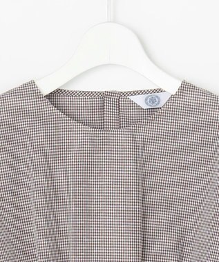 J.PRESS LADIES S リネンminiチェック プルオーバー ブラウス ブラウンギンガム系