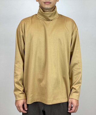 KASHIYAMA 【シルケット加工】コットンタートルネックカットソー キャメル