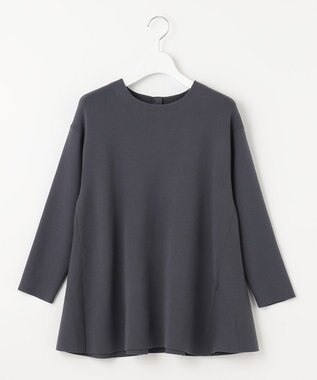 自由区 【洗える】レーヨンポリエステルスムース ペプラムニット ブルーグレー