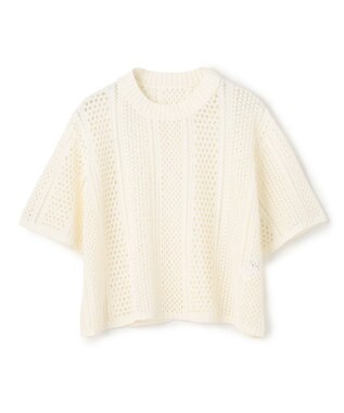 BEIGE， ATACAM / パターンメッシュ ハーフニット Ecru