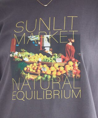 earth music&ecology アソートプリントＴシャツ Charcoal Gray