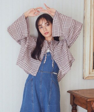 earth music&ecology ワッシャードロスト羽織りシャツ Check Mocha