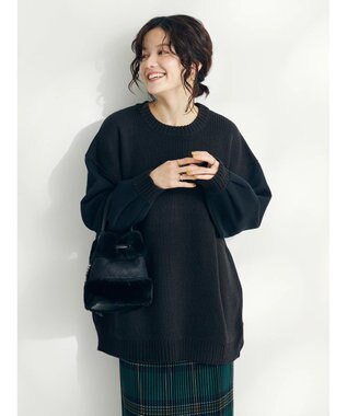 CRAFT STANDARD BOUTIQUE 片畔ニットドッキングチュニック Black