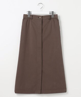 自由区 L ブラッシュドコットンサテンナロー スカート ダークブラウン