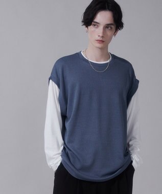 WEGO フェイクレイヤードベストT（LS） ネイビー