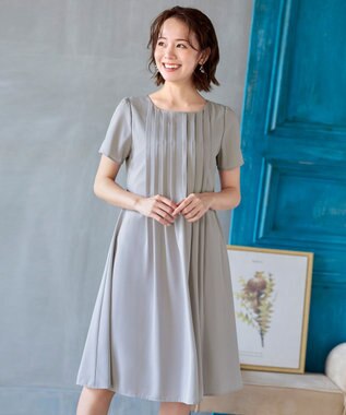 Tiaclasse 【洗える】スタイルアップも叶うピンタックワンピース グレー