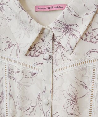 Maison de FLEUR はしごレースシャツワンピース Flower
