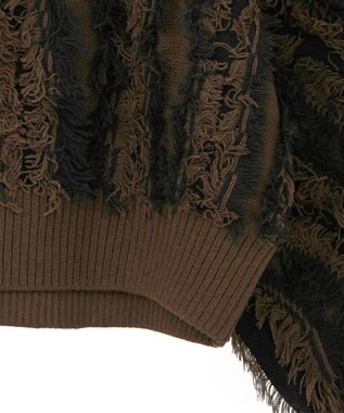 Green Parks ・ＥＬＥＮＣＡＲＥ　ＤＵＥ　フリンジジャカードニット Brown