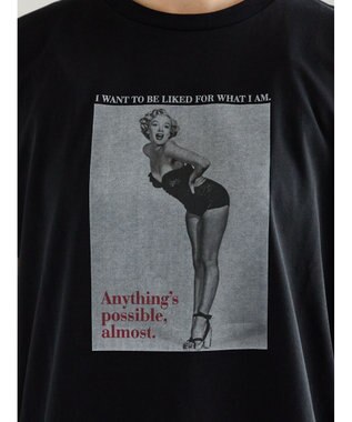 Te chichi マリリンモンローモノクロフォトTシャツ ブラック